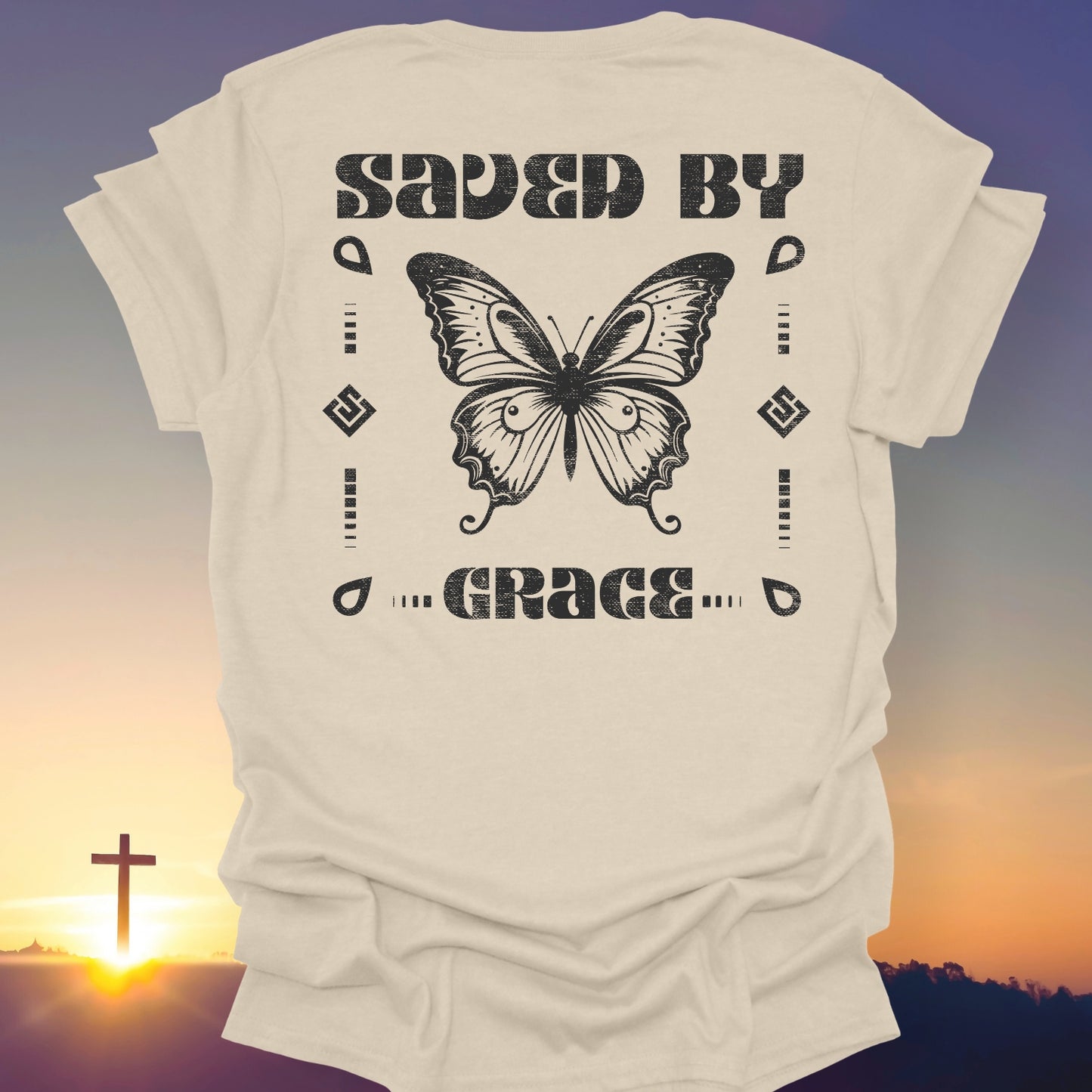 "Saved By Grace" T-Shirt (Back Print Only)